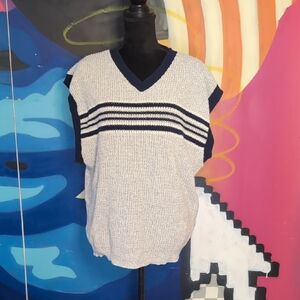 Aeropostale Navy and White Knit Vest